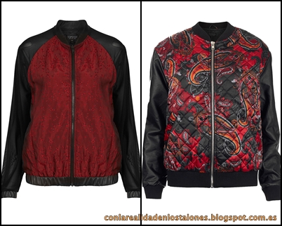 Topshop Mesh Sleeve Jacquard Bomber & Paisley Contrast Bomber Jacket