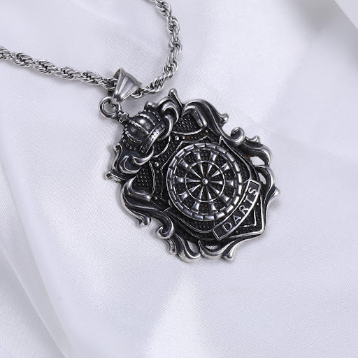 Title 3, Hip Hop Crook Punk Stainless Steel Crown Pendan...