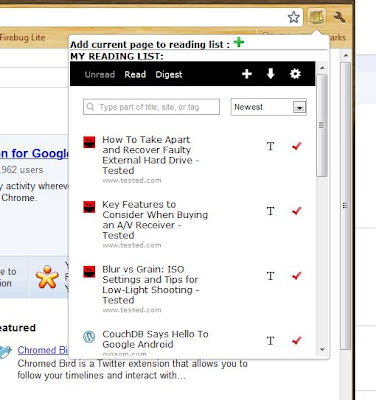 My Reading List chrome extension