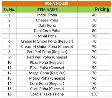 Poha House menu 