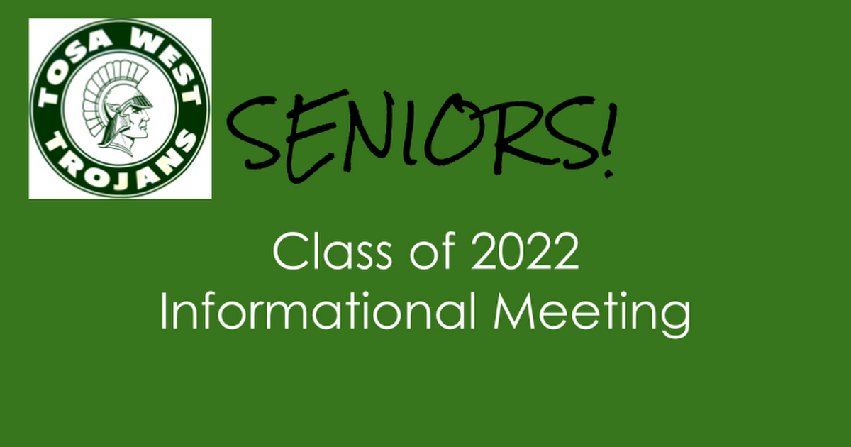 Senior Info Meeting - Dec. 2021