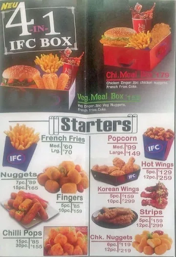 IFC restaurant menu 