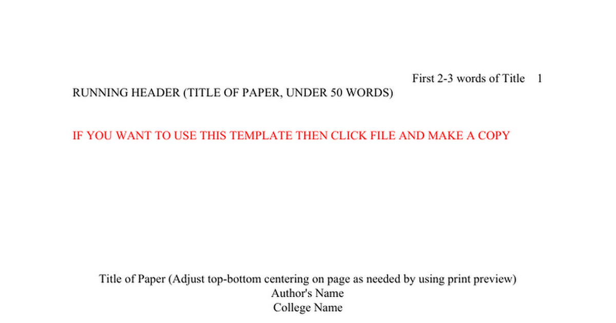 Apa 7 Paper Template Google Docs