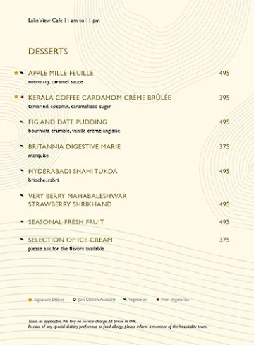 Lake View Cafe - Renaissance menu 