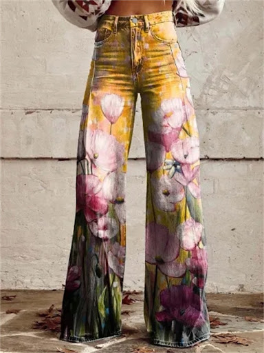 Title 12, Plus Size Womens Casual Thin Wide Leg Imitatio...