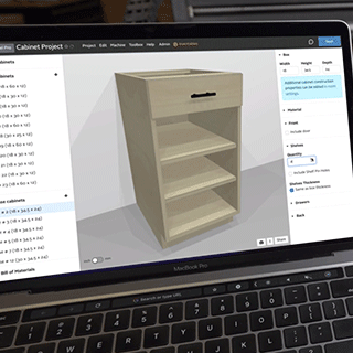 Image of someone using the Inventables Easel Pro CNC Software to generate a file that will guide the carving toolpaths on the Inventables X Carve Pro CNC Machine