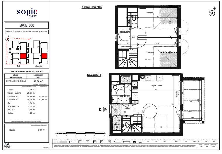 Vente appartement 2 pièces 66 m² à Saint-Pierre-Quiberon (56510), 375 000 €