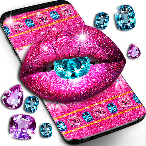 Glitter lips and diamonds live wallpaper