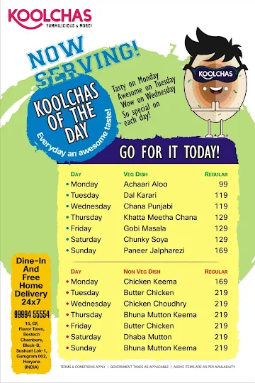 Koolchas menu 