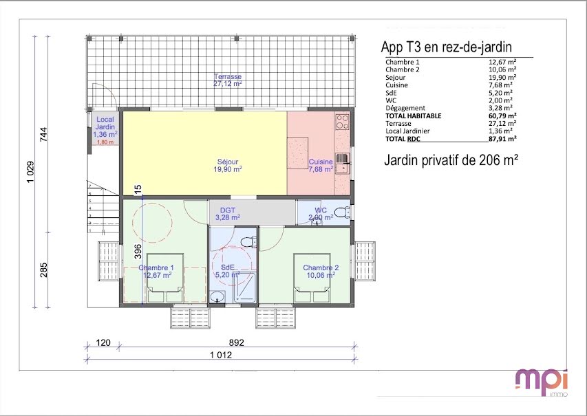 Vente appartement 3 pièces 60.79 m² à Riviere salee (97215), 255 000 €