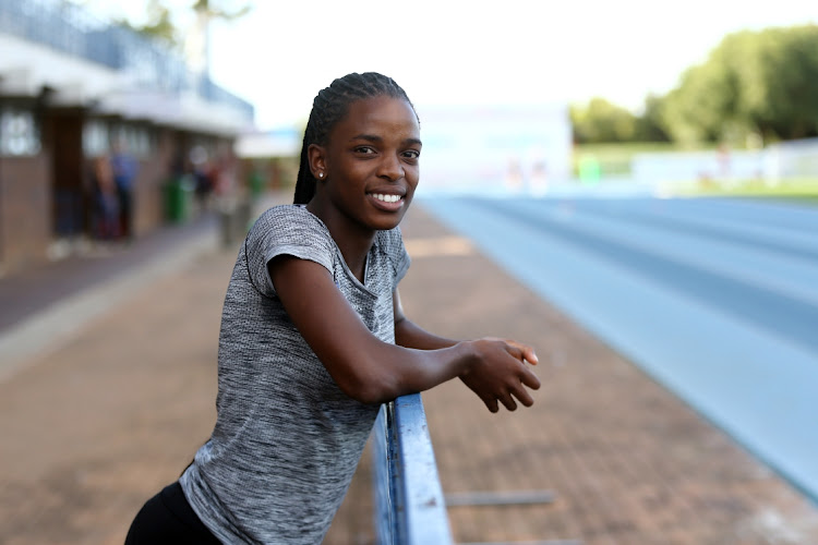 Viwe Jingqi before training at the Tuks Athletics Stadium in Tshwane on April 7 2022.