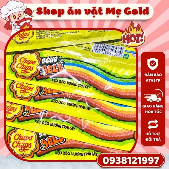 Kẹo Dẻo Cầu Vồng Chupa Chups Sour Belt Hương Trái Cây (Gói 8G)