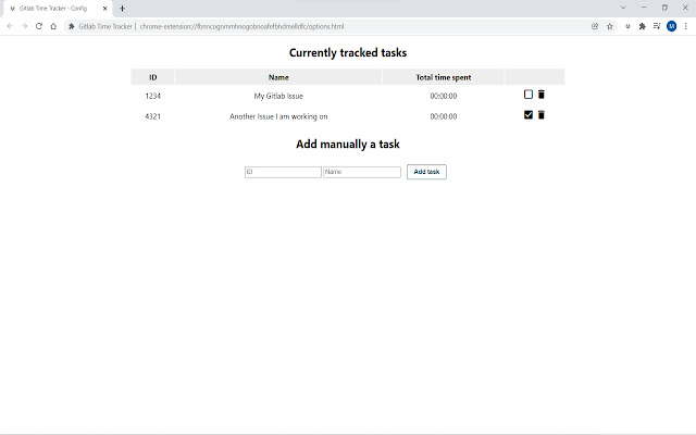 Gitlab Time Tracker chrome extension