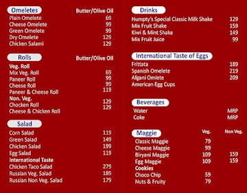 Humpty's Kitchen menu 