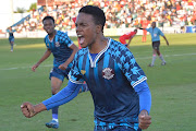 Lwanda Mbanjwa celebrates scoring for Moroka Swallows in their DStv Premiership match against Chippa United at Buffalo City Municipal Stadium in East London on Wednesday.