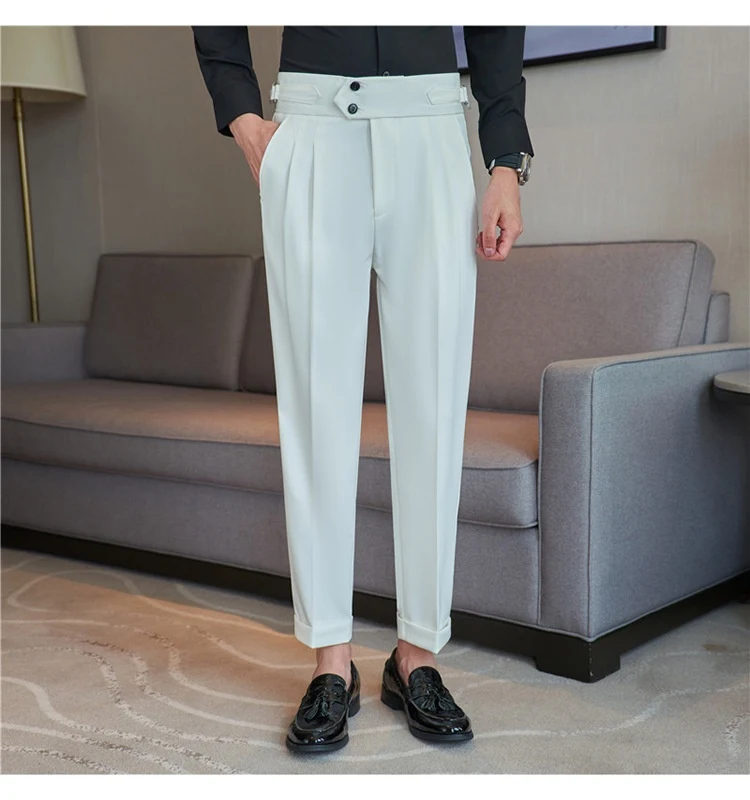 Heren Casual Lange Broek met Middenhoge Taille en Drape-stijl. Comfortabele broek voor een relaxte look en dagelijks gebruik