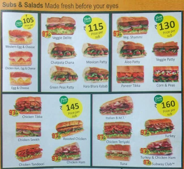 Subway menu 