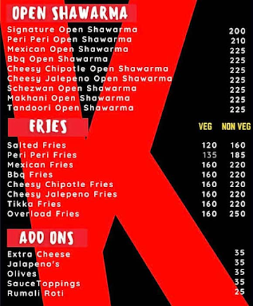 Koyla Shawarma & Rolls menu 