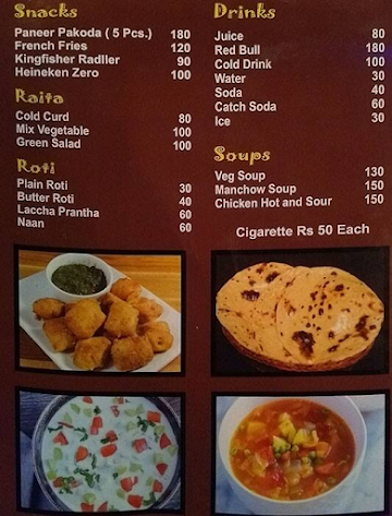 Nasheman Bar Naraina menu 