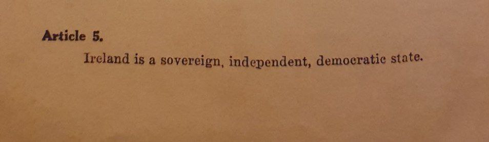 Article 5 Ireland is a sovereign independent state