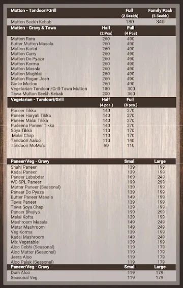 Welcome Cafeteria menu 