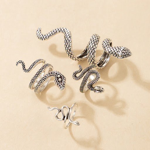 Title 4, Punk Mens Serpentine Ring Set of 4 Rings. Bold...