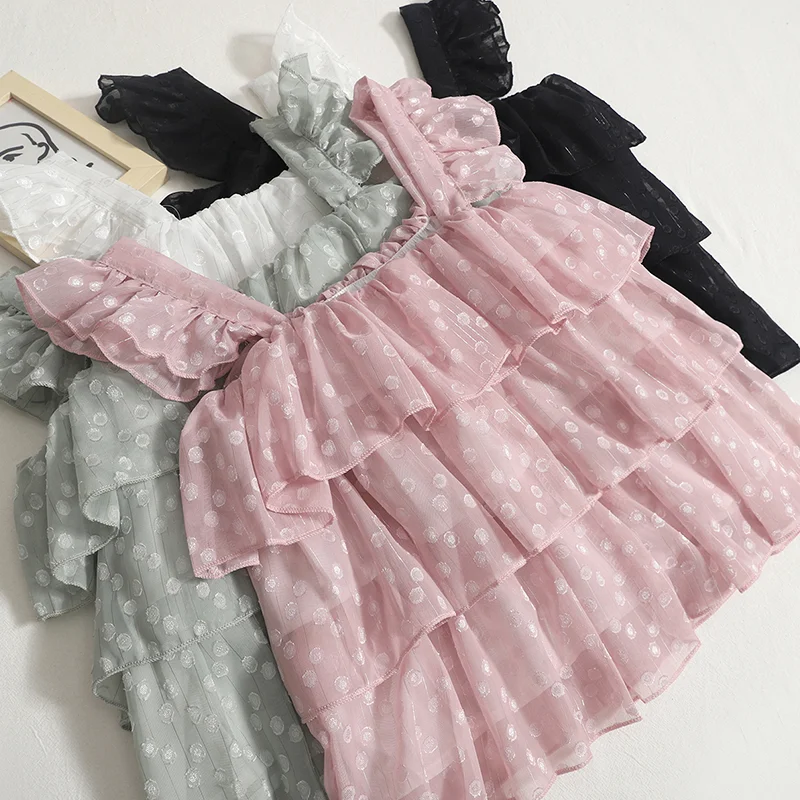 Title 4, French Small Dotted Ruffle Strap Tank Top Baby ...