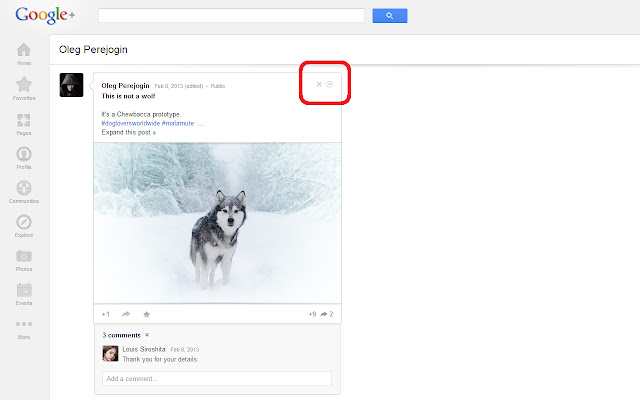 G+ Hide Posts chrome extension