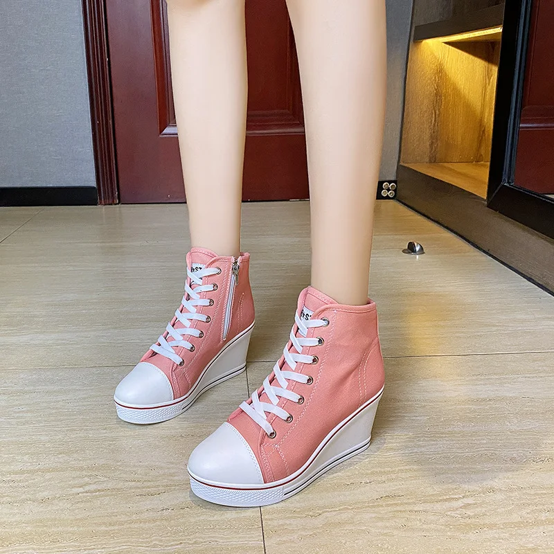 Title 2, Sneakers alti in tela da donna con zeppa da 8 c...