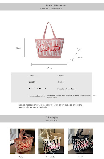 Title 3, Versatile Texture One-shoulder Large Letter Pai...