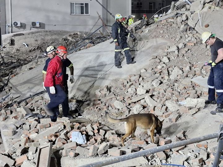 Two sniffer dogs and 111 emergency services personnel worked on site through the night.