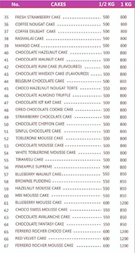 Splendid Cakes menu 2