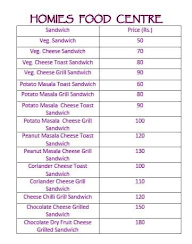 Homies Food Centre menu 1