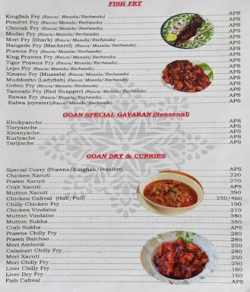 Mother's Spice menu 