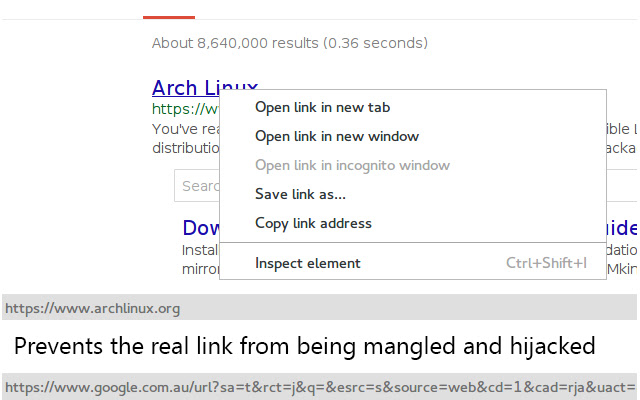 Google link fixer chrome extension