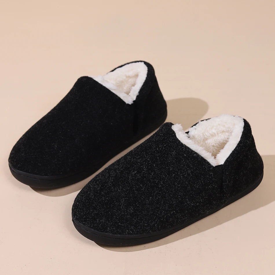 Pantofole invernali casual all-inclusive con collo in finta pelliccia, memory foam, avvolgenti alla caviglia, in cotone, per uso interno e comfort.