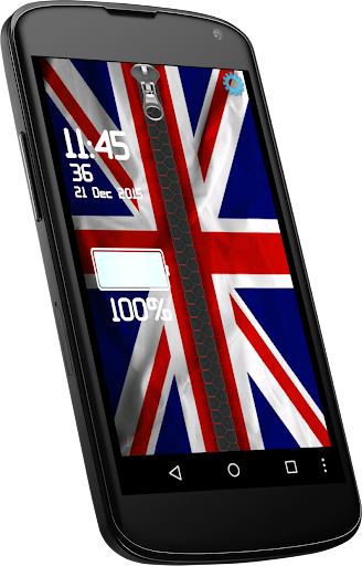 UK flag zipper lock screen