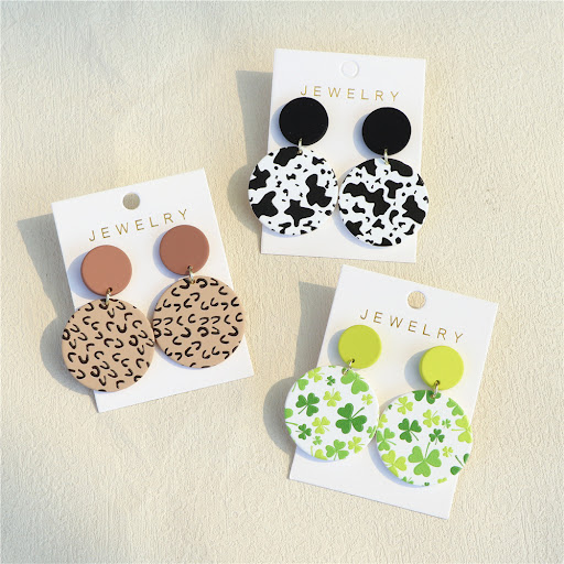 Title 2, Clay Textured Round Acrylic Earrings