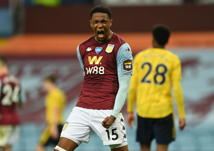 Aston Villa's Ezri Konsa celebrates after the match,