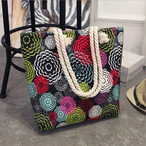 Title 9, Canvas Graffiti Shoulder Bag Beach Bolsa Femini...
