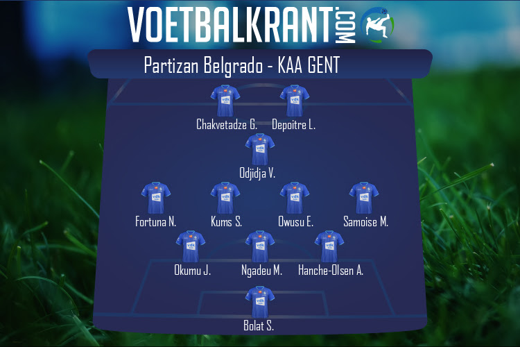 Opstelling KAA Gent | Partizan Belgrado - KAA Gent (21/10/2021)