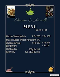 Shaam E Awadh menu 1