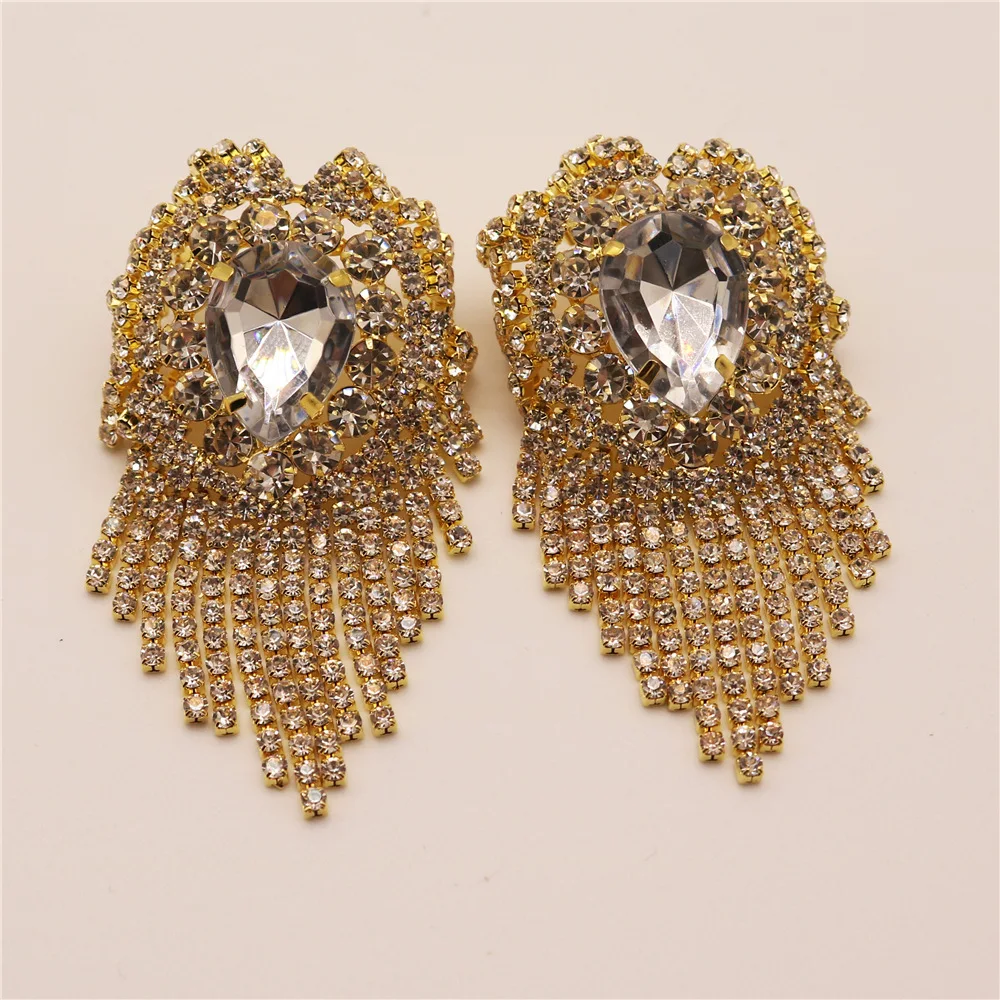 Title 2, Luxe korte oorbellen met edelsteen strass kwast...