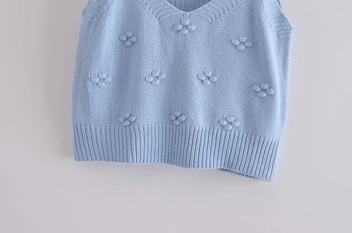 Title 13, Flower Decoration Design Long-sleeved Knitted C...
