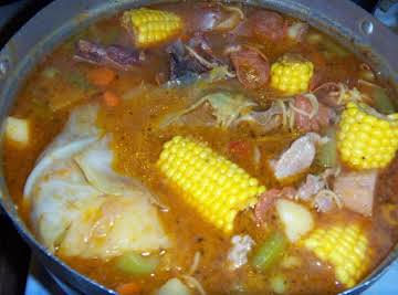 smoke pork  bone hearty soup w/ vegetables