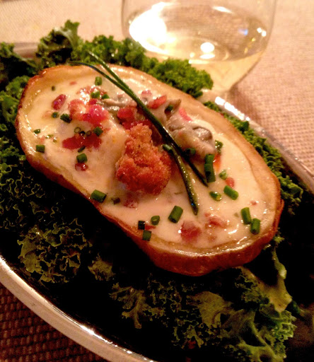 Deep Fried Oysters in Baked Potato Skins