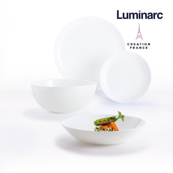 [Mã Lifemc11Sc - 12% Đơn 250K] Bộ Bàn Ăn Tô Chén Đĩa Thuỷ Tinh Cường Lực Luminarc Diwali Trắng 12 Món - Ludi12M