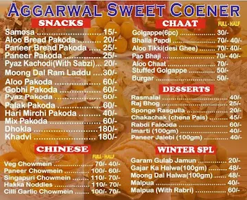 Aggarwal Sweet Corner menu 