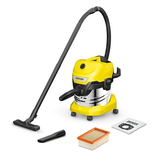 Máy hút bụi khô và ướt Karcher WD 4 S - Dung tích 20 lít - Thùng thép không gỉ - Bộ lọc xếp li thẳng - Công suất mạnh mẽ tiết kiệm điện - Bảo hành chính hãng 12 tháng - SX tại Romania