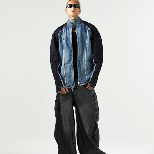 Title 2, Heavy Industry Distressed Denim Coat with Raw-C...
